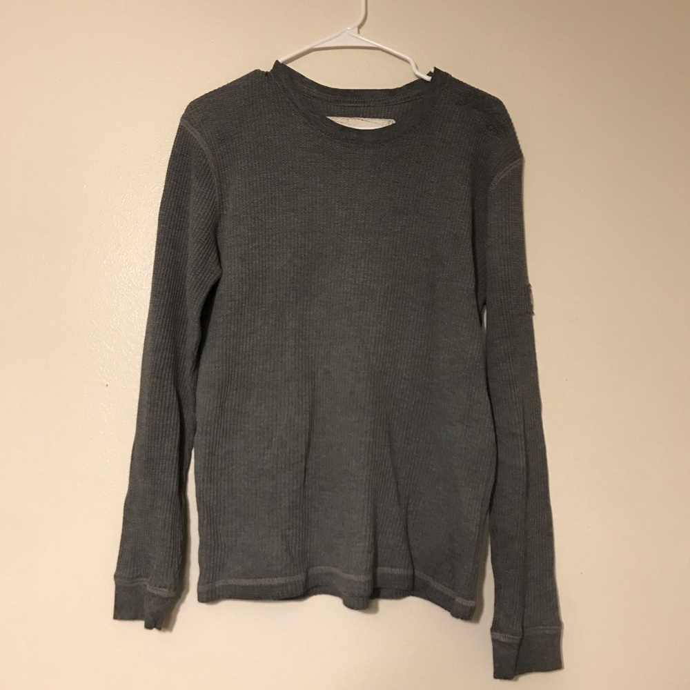 Vintage Early 2000’s Men’s Billabong Gray Waffle Knit Long Sleeve Shirt Size S